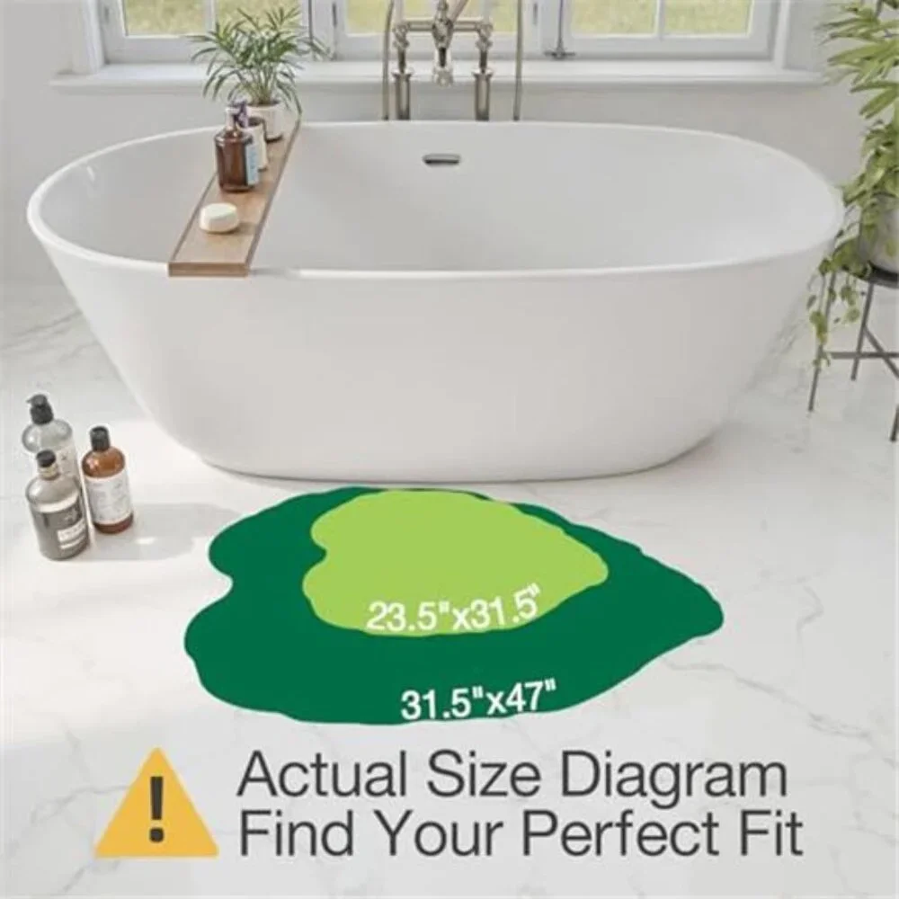 Monstera Leaf Bathroom Rug Plush Absorbent Non Slip Bath Mat 24x32 Green